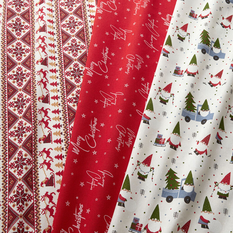 Tissu de décoration Canvas Vœux de Noël – rouge/blanc, image number 5
