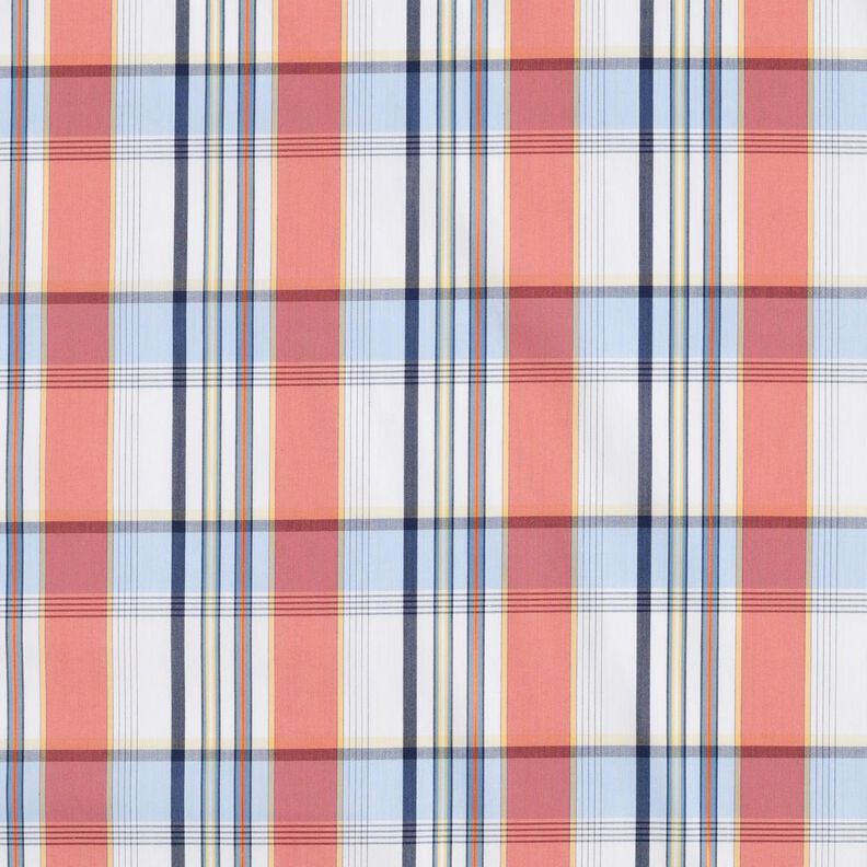 Coton mélangé à carreaux tartan et rayures brillantes – corail, image number 1