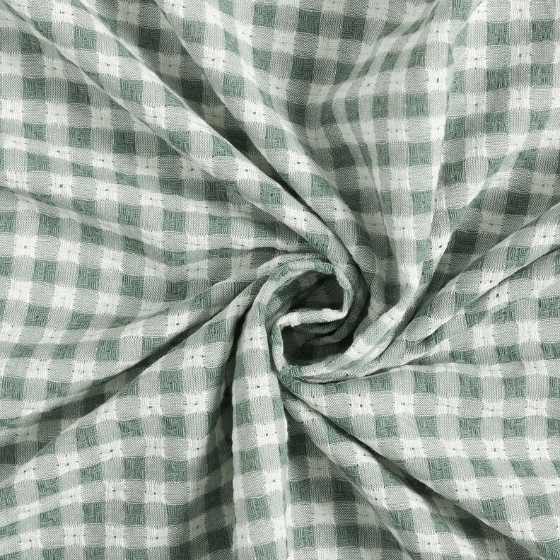 Tissu en coton à carreaux structurés – blanc/roseau,  image number 4