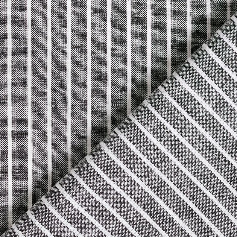 Mélange lin coton Larges rayures – noir/blanc,  image number 4