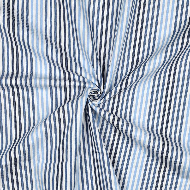 Denim Coton mélangé rayures | Poppy Fabrics – bleu jean/écru,  image number 3