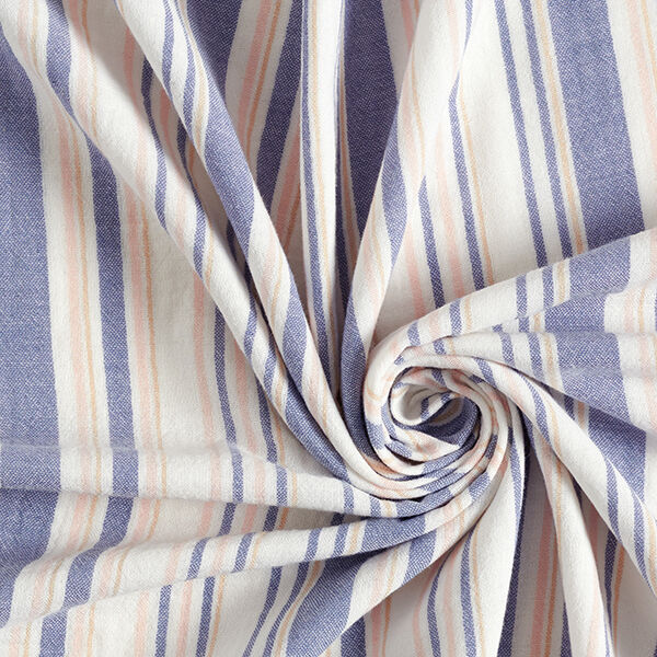 Tissu double gaze de coton rayures tissés teints | Poppy – blanc/bleu marine,  image number 3