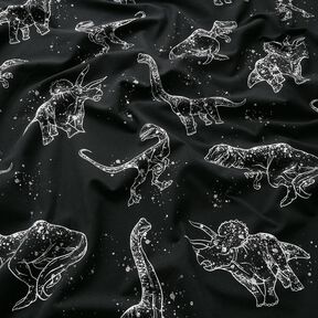 Jersey coton Contours de dinosaures | Glitzerpüppi – noir/blanc, 