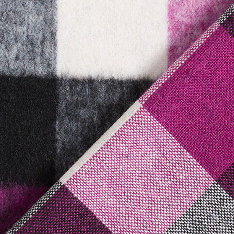 Tissu manteau en laine vierge mélangée à carreaux – raisin, image number 4