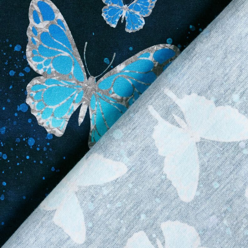 Jersey coton Dégradé de papillons | Glitzerpüppi – bleu nuit,  image number 4