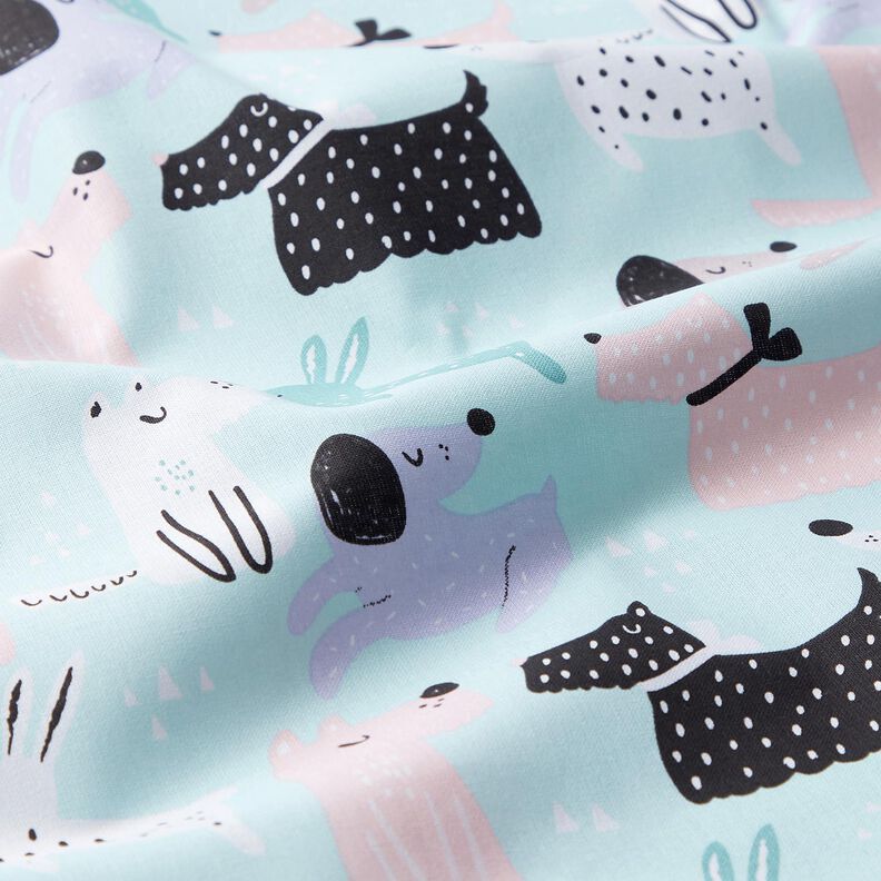 Tissu en coton Cretonne chiens abstraits – bleu ciel/rosé, image number 2
