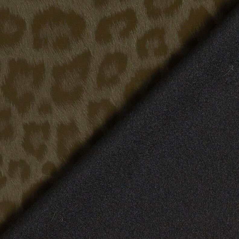 Tissu pour pantalon gratté enduit avec imprimé léopard – kaki, image number 4