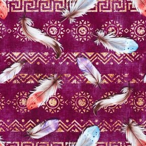 French Terry Plumes bohèmes | Glitzerpüppi  – raisin/homard,  French Terry Plumes bohèmes | Glitzerpüppi  – raisin/homard,