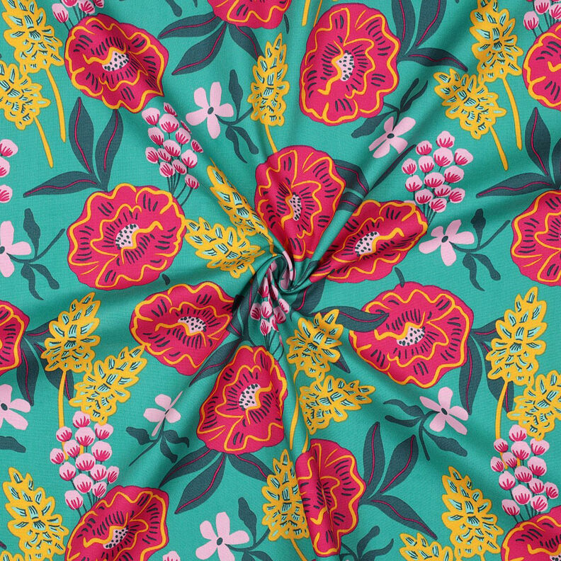 Popeline coton Fresh Flowers | Nerida Hansen – vert émeraude,  image number 3