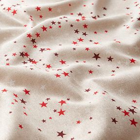 Tissu de décoration Semi-panama Étoiles festives – beige/rouge foncé, 