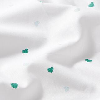GOTS popeline coton aspect griffonnage cœurs | Tula – blanc, 