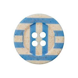 Bouton rayures 4 trous  – bleu/abricot, 