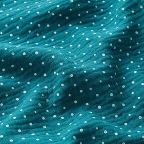Tissu double gaze de coton Petits points – pétrole/blanc, 
