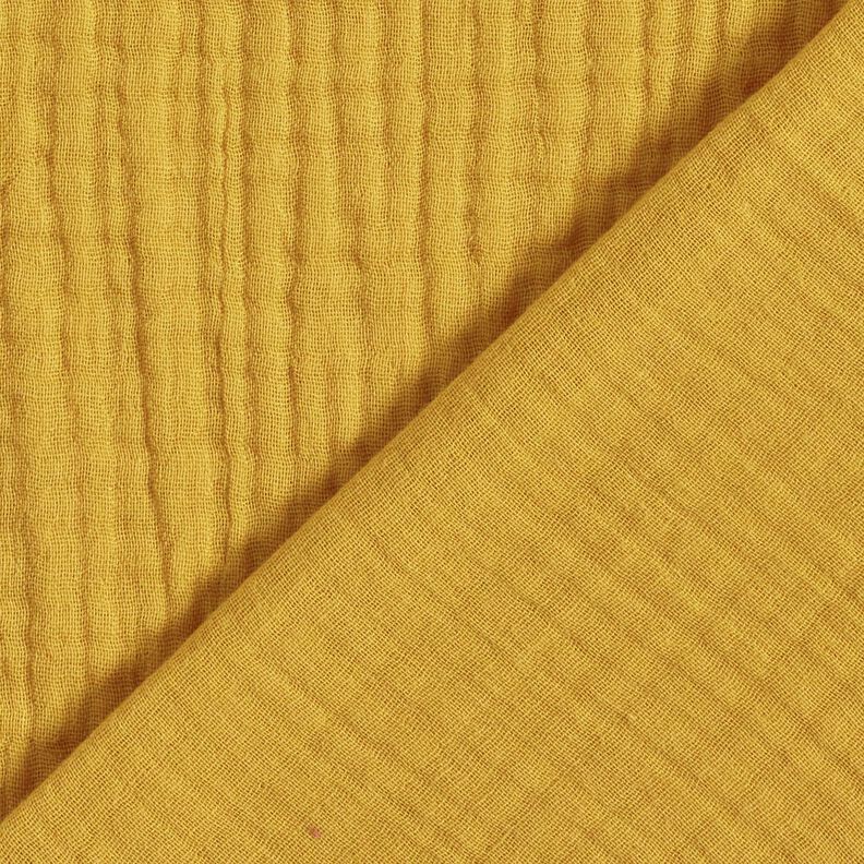 Tissu triple gaze de coton Uni – moutarde,  image number 4