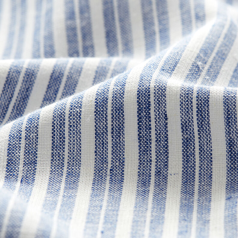 Mélange lin coton Rayures larges – bleu jean/écru,  image number 2