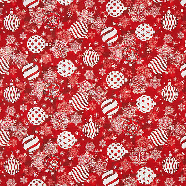 Tissu de décoration Canvas Boules de sapin de Noël – rouge,  image number 1