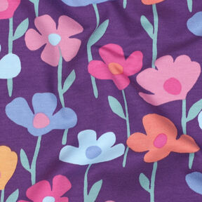 French Terry Sweat d’été Fleurs colorées | Poppy Fabrics – lilas rouge, 