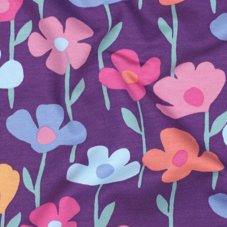 French Terry Sweat d’été Fleurs colorées | Poppy Fabrics – lilas rouge,  image number 2