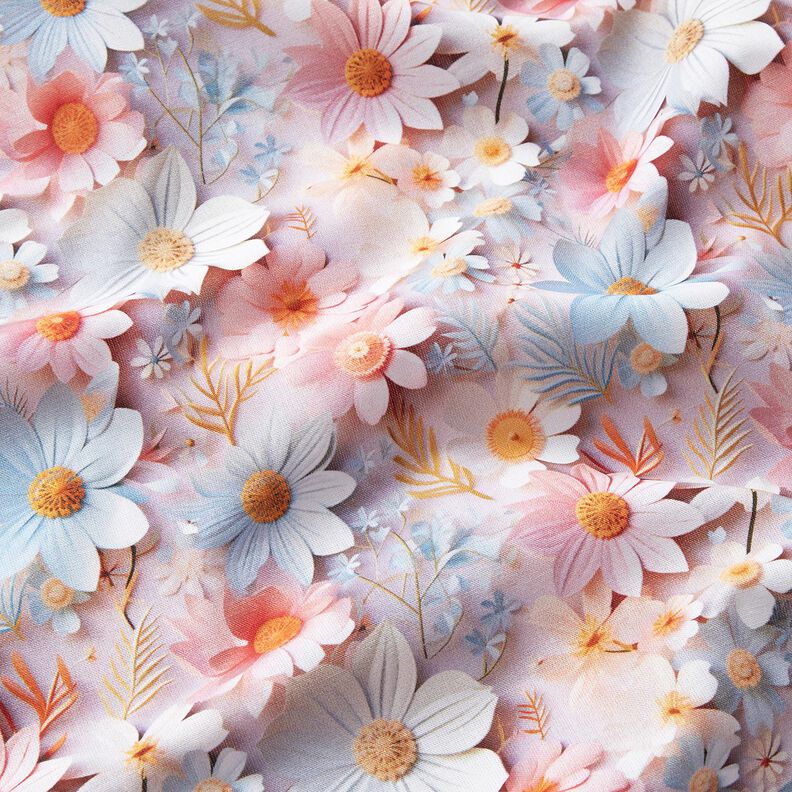 Popeline coton Fleurs en papier Impression numérique – vieux rose clair,  image number 2
