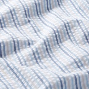 Seersucker Coton Mélange de rayures – bleu/blanc, 