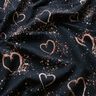 Jersey coton Cœurs dorés mouchetés | Glitzerpüppi – bleu noir/vieux rose foncé,  thumbnail number 2
