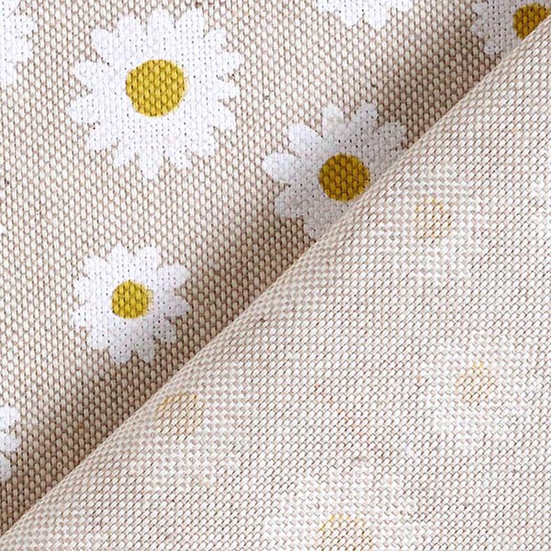 Tissu de décoration Semi-panama petites pâquerettes – nature/blanc,  image number 4