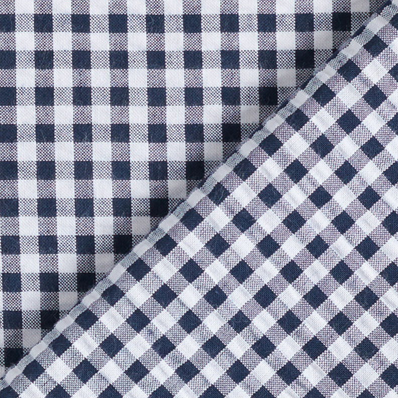Seersucker Mélange coton à carreaux Vichy – bleu marine,  image number 4