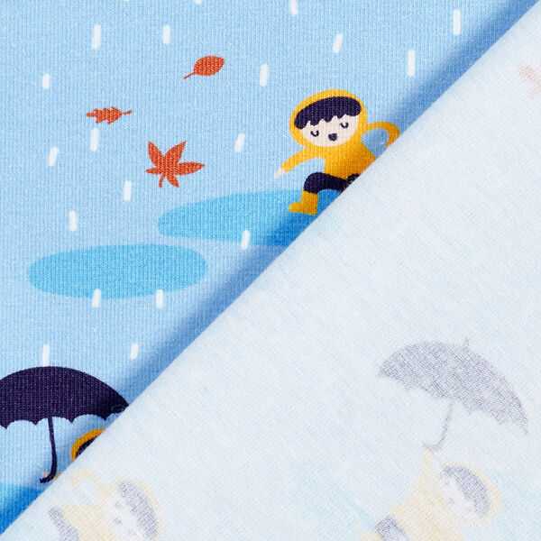 Jersey coton Jour de pluie Impression numérique | PETIT CITRON – bleu bébé – Échantillon, image number 4