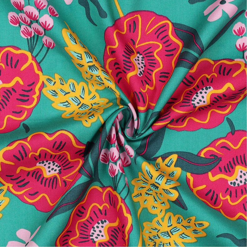 Popeline coton Fresh Flowers | Nerida Hansen – vert émeraude,  image number 4