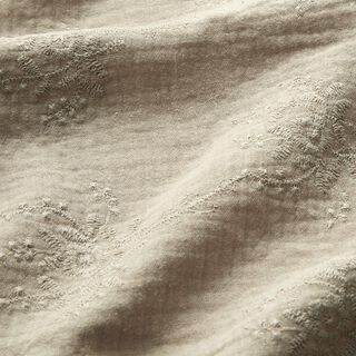 Tissu double gaze de coton Vrille florale ton sur ton – gris soie | Reste 80cm, 
