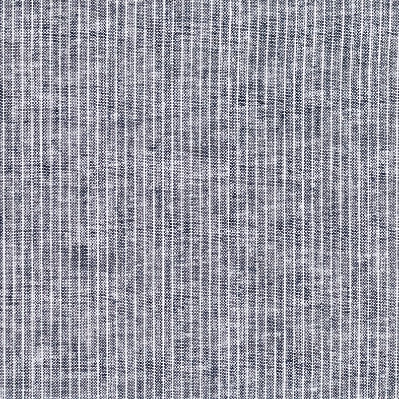 Mélange lin coton rayures étroites – bleu nuit/blanc, image number 1