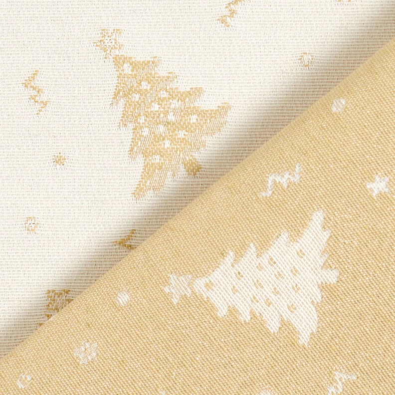 Tissu de décoration Jacquard Lurex Petit sapin – beige clair/or,  image number 4