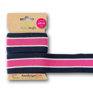 Rubans jacquard Bio  Stripe Me Icon  [200 cm | 3,5 cm] | Albstoffe – navy/rose vif, 