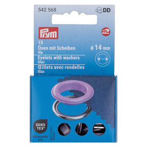 Œillets avec rondelles [15 unités | Ø 14 mm] | Prym – lilas/argent métallisé, 