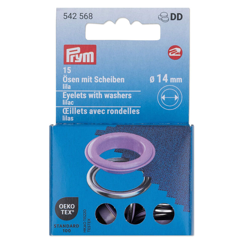 Œillets avec rondelles [15 unités | Ø 14 mm] | Prym – lilas/argent métallisé,  image number 1