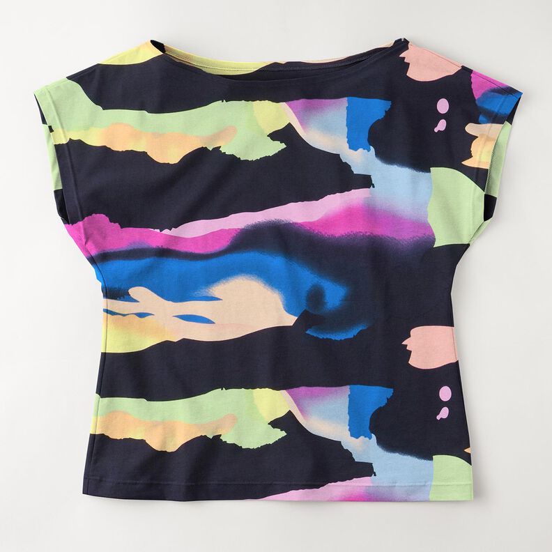 Jersey viscose Aurores boréales – bleu nuit,  image number 6