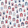 Tissu de décoration Semi-panama Maisons de plage – blanc/bleu marine,  thumbnail number 1