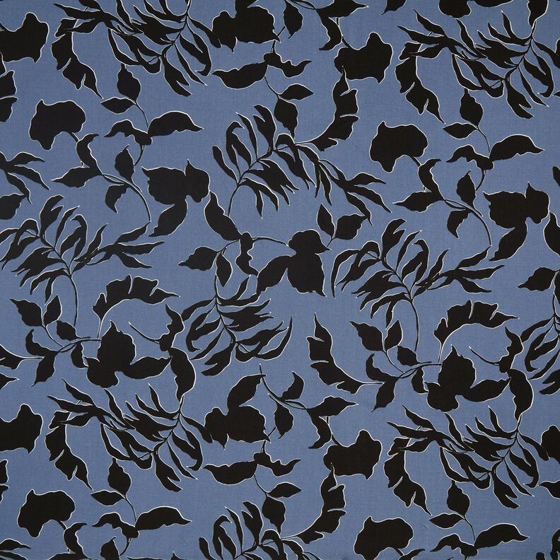 Tissu viscose Feuilles luxuriantes  – gris bleu/noir,  image number 1