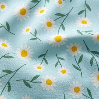 Tissu de décoration Semi-panama pâquerettes – bleu bébé/blanc, 