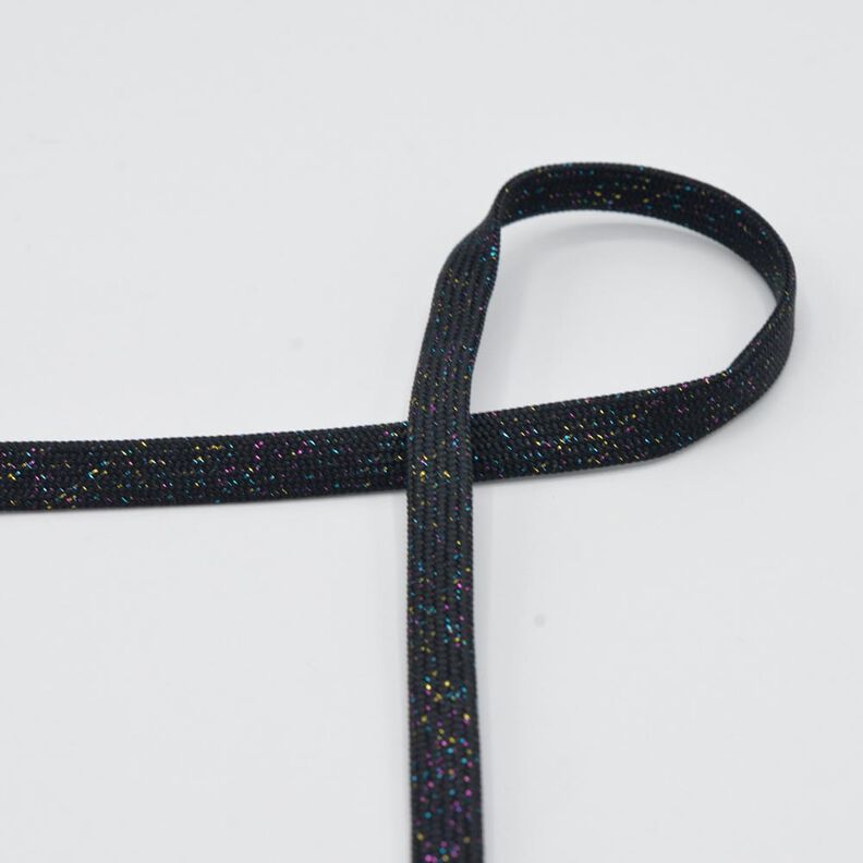 Cordon plat Sweat-shirt à capuche Lurex [8 mm] – noir/or métallisé,  image number 1