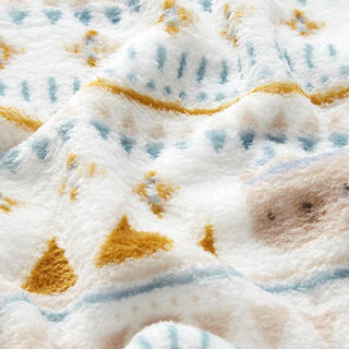 Polaire douillet Oursons et losanges – blanc/bleu brillant, 