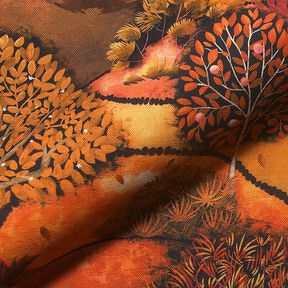 Tissu déco semi-panama Impression numérique paysage d’automne – bronze/orange, 