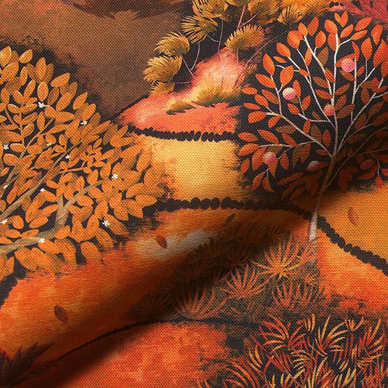 Tissu déco semi-panama Impression numérique paysage d’automne – bronze/orange, image number 2