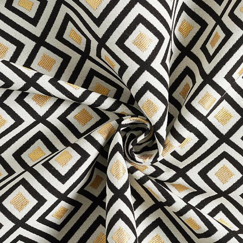 Tissu décoratif Jacquard Losanges Art Déco – écru/or,  image number 3