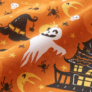 Tissu en coton Cretonne Fantômes – orange/noir, 
