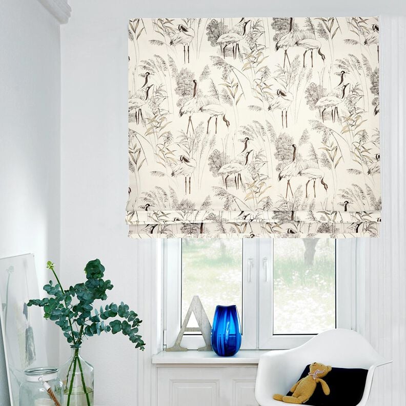 Tissu de d&eacute;coration Semi-panama Grues &ndash; nature/noir,  image number 5