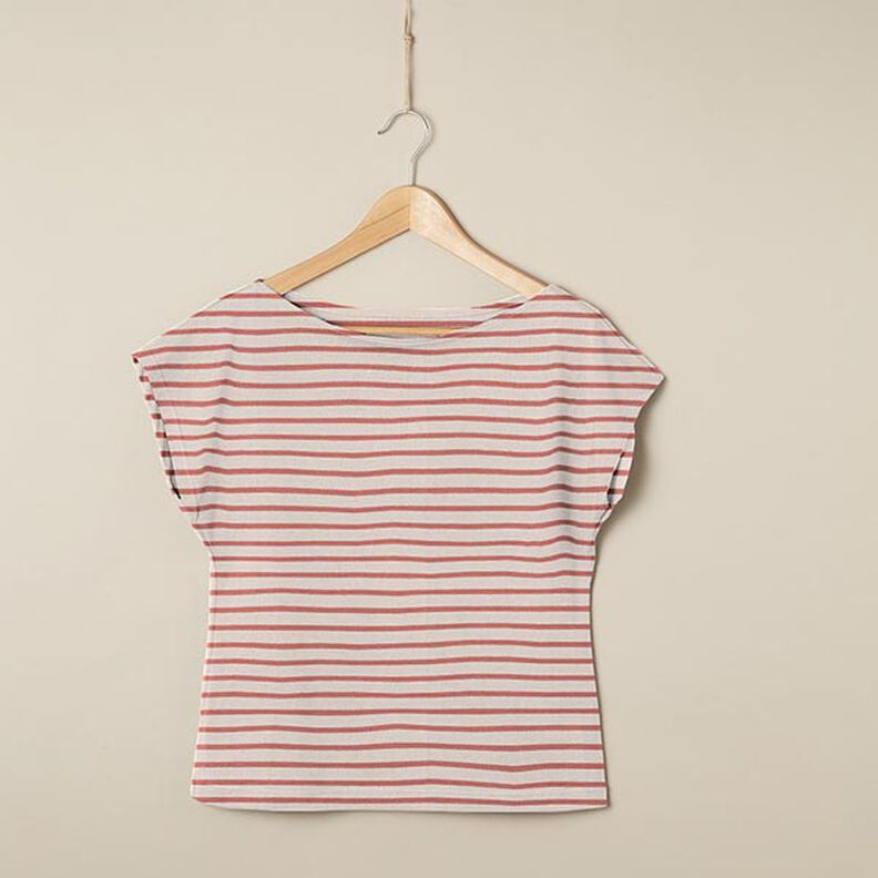 Jersey de coton Rayures fines et larges – anémone/terre cuite,  image number 7