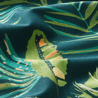 Tissu de décoration Semi-panama  Monstera – bleu marine, 