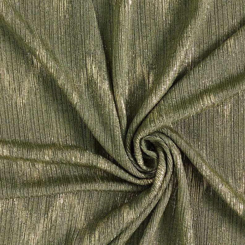 Tricot fin Zigzag doré – kaki/or métallisé,  image number 3