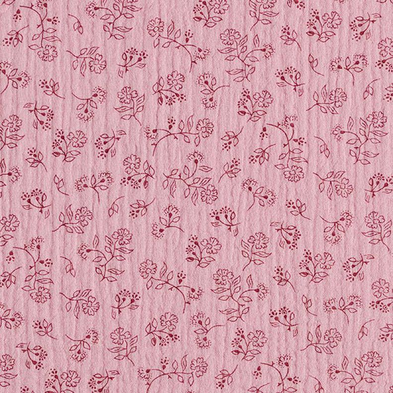 Tissu double gaze de coton Petites vrilles de fleurs – rose,  image number 1